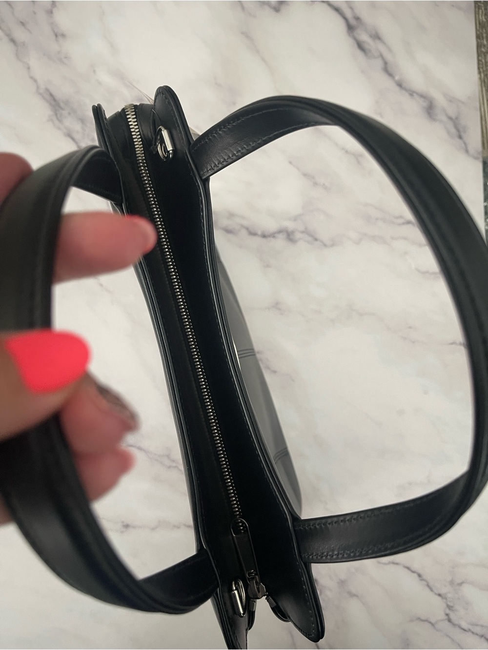 $3,895 NEW Gucci Black Leather GG Top-Handle Shoulder Bag Chain strap silver GG - Picture 9 of 17